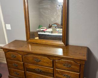 Dresser w Mirror $250.00. 64”w 18”d 32”t 76”t w mirror