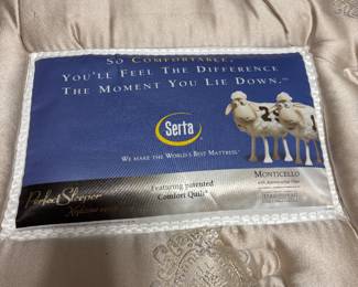 Bassett Queen size bed w Serta Perfect Sleeper mattress & box $350.00. HB 64”w 48”t