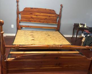 Cedar Queen size Bed $250.00. 63”w 86”L HB 51”t FB 40”t