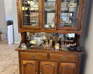 Golden Oak 2 piece Hutch $350 52”w 17.5”d 78.5”t