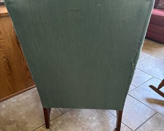 Teal fabric Wingback chair $100. 30”w 27”d 42”t