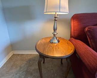 (2) Oak oval Queen Anne Style end tables $60 each. 27”w 22” d 22”t