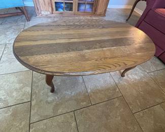 Oak oval Queen Anne Style coffee table $ 90. 45” w 27”d 17” t