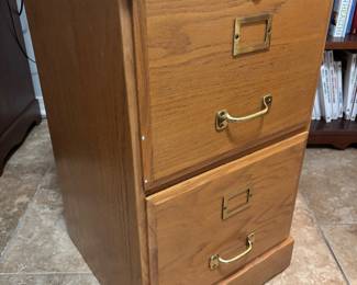 (2) Oak look 2 drawer file cabinets w keys $45 each. 16”w 17”d 28”t