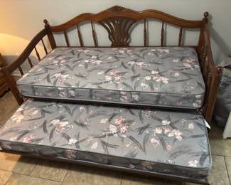 Wooden Spindle back Daybed w Trundle $250. 81”w 40”d 39”t