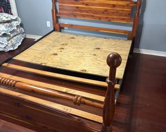 Cedar Queen size Bed $250.00. 63”w 86”L HB 51”t FB 40”t