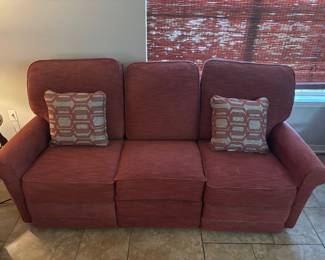 Burgundy fabric LazyBoy Sofa electric recliner $400. 82”L 33”D 37”T