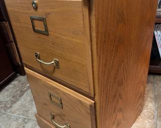 (2) Oak look 2 drawer file cabinets w keys $45 each. 16”w 17”d 28”t