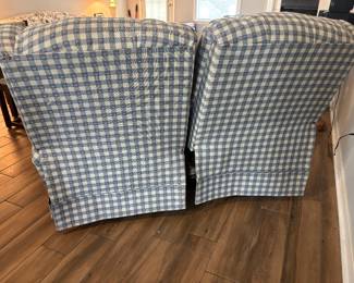 Blue checkered Loveseat recliner $200