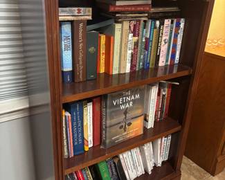 Dark wood bookcase $70. 32”w 13”d 48”t
