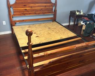 Cedar Queen size Bed $250.00. 63”w 86”L HB 51”t FB 40”t