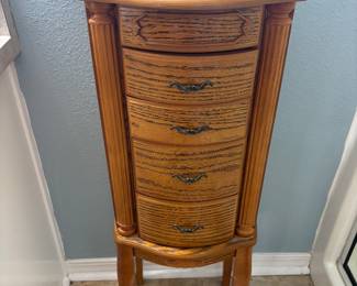 Oak Jewelry Chest $75.00. 13.5” w 11”d 37”t