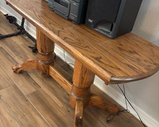 Oak Sofa table w claw feet $ 120