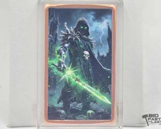74  Colorized High Relief Necromancer Knight 1oz Copper Bar