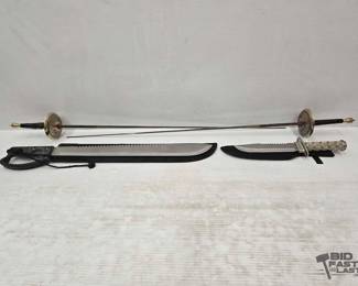 2204  Fencing Sword, Machete and Hunting Knife