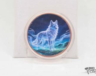 76  Colorized High Relief Celestial Wolf 1oz Copper Round