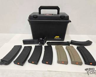 1572  8 Rifle Magazines, and Plano Tackle Box