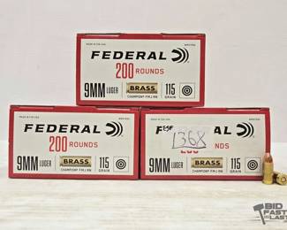 1344  600 Rounds of 9mm Ammunition