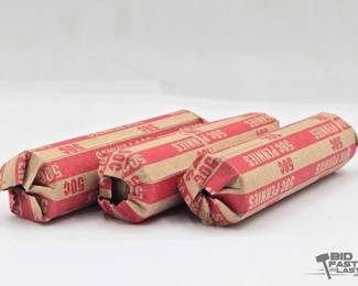 1633  3 Rolls of Wheat Pennies