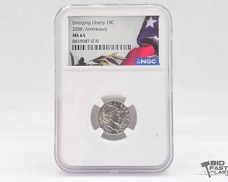1570  Graded 250th Anniversary Emerging Liberty Dime