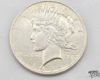 1304  1922 Silver Peace Dollar, 26.7g