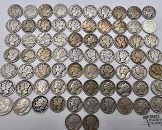 1402 72 Roosevelt and Mercury Dimes, 176.0g
