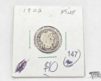 1411  1902 Barber Dime