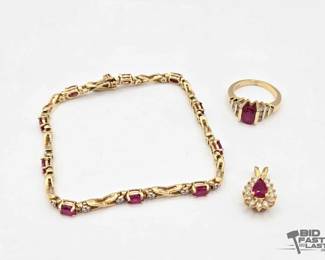 700 14kt Gold Jewelry with Diamonds and Rubies 14.5g
