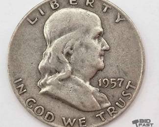 1418  1957D Franklin Half Dollar, 12.3g