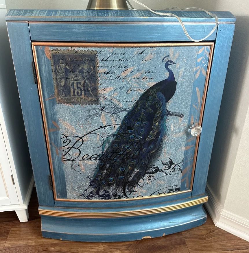 Peacock Bow-Front Accent Cabinet 26x32x20" deep $125