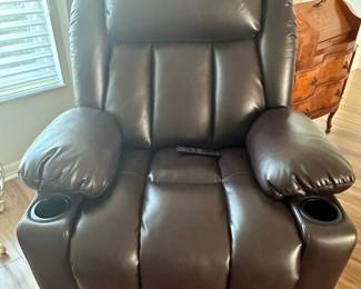 Power Leather Massage Chair 38" wide dual cup holders $275