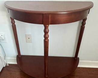 Mahogany Demilune Console Table. $125