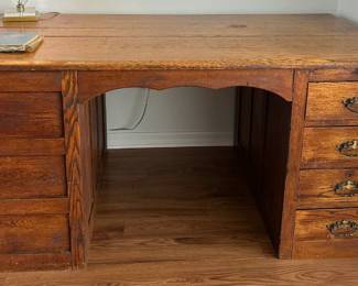 Vintage Double Sided partner's Desk Solid Wood Desk 64x34 $350