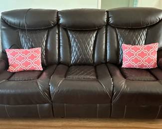 Electric Leather Reclining Couch 78" $550