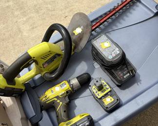 Ryobi 18v hedge trimmer, drill, batteries