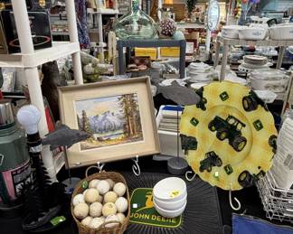 John Deere, vintage golf balls, decor