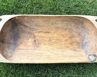 Large wood dough bowl.