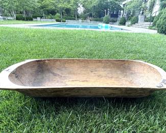 Large wood dough bowl.