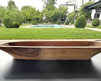 Large wood dough bowl.