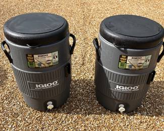 Pair of Igloo five gallon water coolers with spigot.
