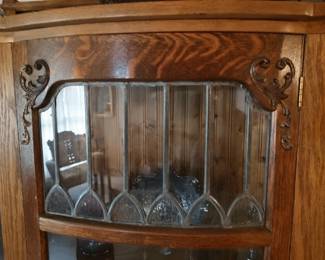 Leaded Glass in Oak Curio Cabinet