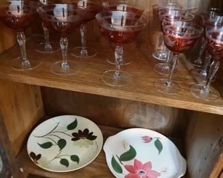 Etched Cranberry Stained Stemware