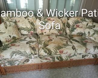 Bamboo & Wicker Patio Sofa