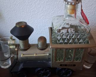 Vintage Bar Train Music Box Decanter