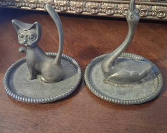 Silver plate Cat and Swan