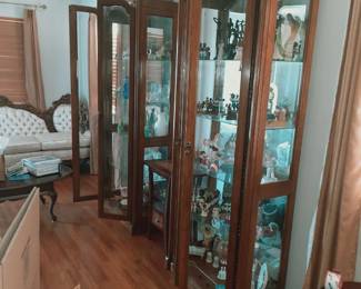 2 Solid Wood & Glass Curios