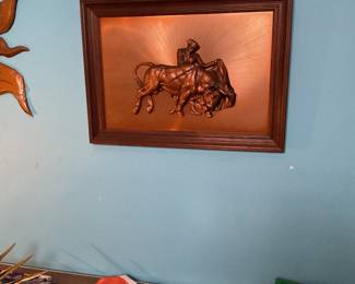Matador and Bull wall piece in brass