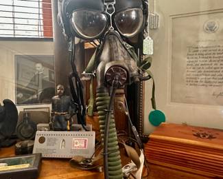 Soviet Cold War flight helmet, goggles, and face mask (complete)