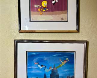 Original limited edition signed Looney Tunes and Disney animation cel and stills