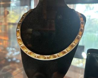 Solid 18k two-tone (white and yellow) gold vintage necklaces